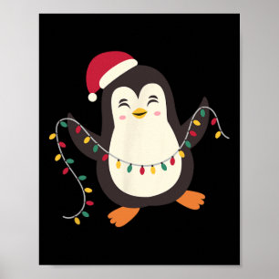 Pyjama's Schattigee Pinguïns Xmas Santa Lights Ker Poster