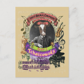 Pyotr Tchaicowsky Cow Animal Composer Tchaikovsky Briefkaart