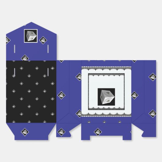 Pyramid Cube Black White Deep Blu Bedankdoosjes (Ongevouwen)