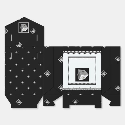 Pyramid Cube Zwart Wit Bedankdoosjes (Ongevouwen)