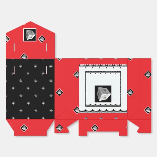 Pyramid Cube Zwart Wit Rood Bedankdoosjes (Ongevouwen)