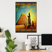 Pyramid, Statues, Egypte | AI Art Poster (Thuiskantoor)