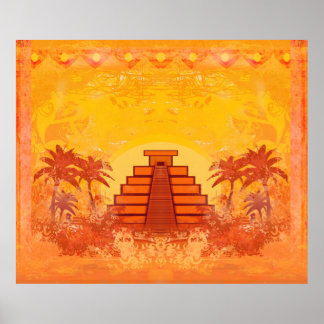 Pyramide maya, affiche mexicaine