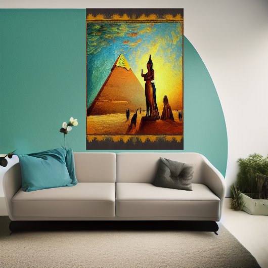 Pyramide, Statues, Egypte | AI Art Poster