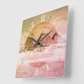 Pyramiden in de woestijn van Caïro, het oude Egyp Vierkante Klok (Hoek)