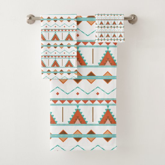 Pyramides aztèques Turquoises et orange Motif géom (En situation)