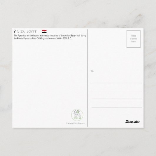 Pyramides de Gizeh, Égypte Carte postale (Dos)