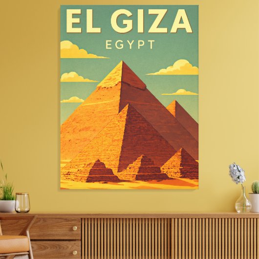 Pyramides de Gizeh Vintage sur Toile – Art Rétro (Insitu(Salon))