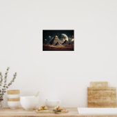 Pyramides égyptiennes sous une affiche mystique du (Cuisine)