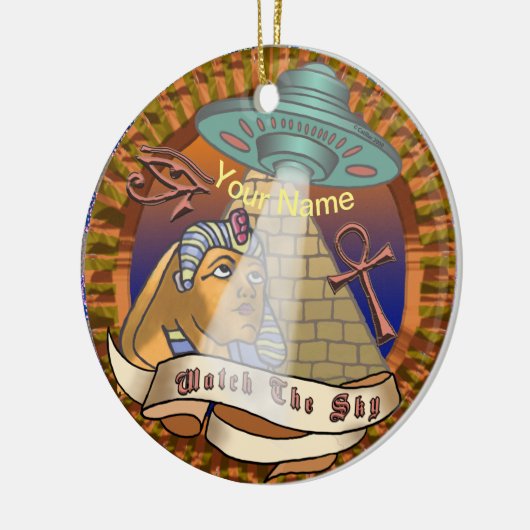 Pyramids Alien Spaceship Keramisch Ornament (Links)