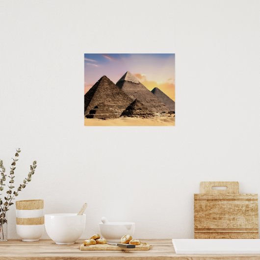 Pyramids Sphinx Ancient Egypt Khufu Pyramid Poster (Keuken)