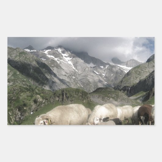pyreneeën landschap rechthoekige sticker (Voorkant)