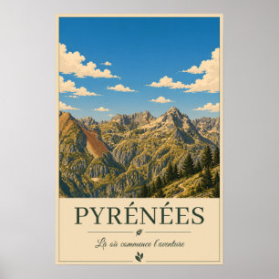 Pyrénées Frankrijk – Richels Geïllustreerd Landsch Poster