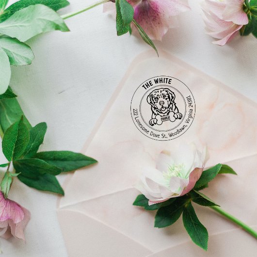 Pyreneese berghond retouradres 	rubberstempel