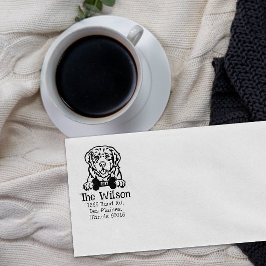 Pyreneese berghond retouradres rubberstempel