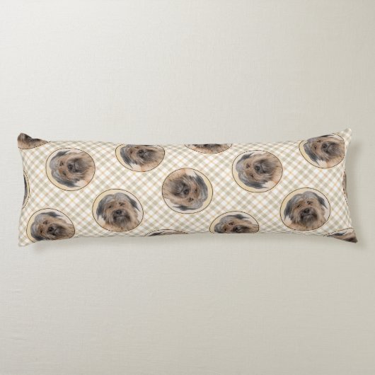 Pyreneese herder schilderij langharige fawn hond k lichaamskussen (Achterkant)