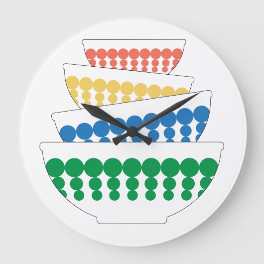 Pyrex kom geïnspireerd Mid Century Wall Clock Grote Klok (Voorkant)