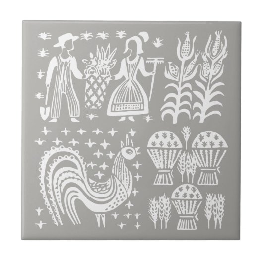  Pyrex Patroon - Butterprint (Amish Farmer) Tegeltje (Voorkant)