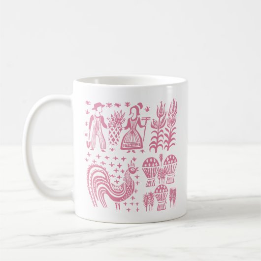 Pyrex Patroon - Butterprint Roze Koffiemok (Links)