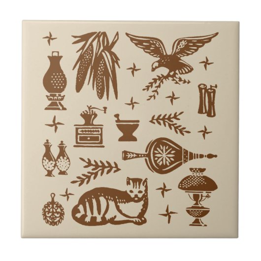  Pyrex Pattern - Early American (Brown) Tegeltje (Voorkant)