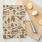  Pyrex Pattern - Early American Cat (Brown) Theedoek (Quarter Fold)