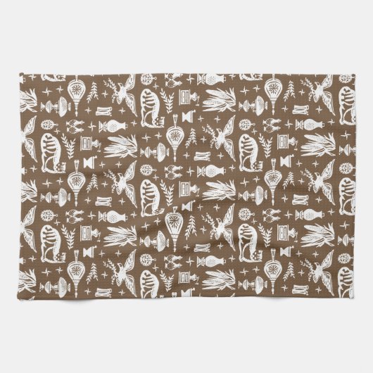  Pyrex Pattern - Early American Cat (White) Theedoek (Horizontaal)