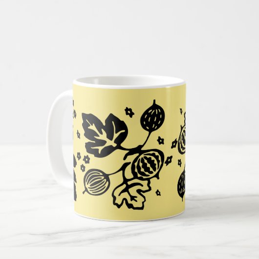  Pyrex Pattern - Gooseberry Black Koffiemok (Voorkant links)