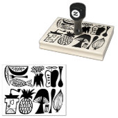 Pyrex Pattern - Mod Kitchen (Foods Foodie) Rubberstempel (Gestempeld)