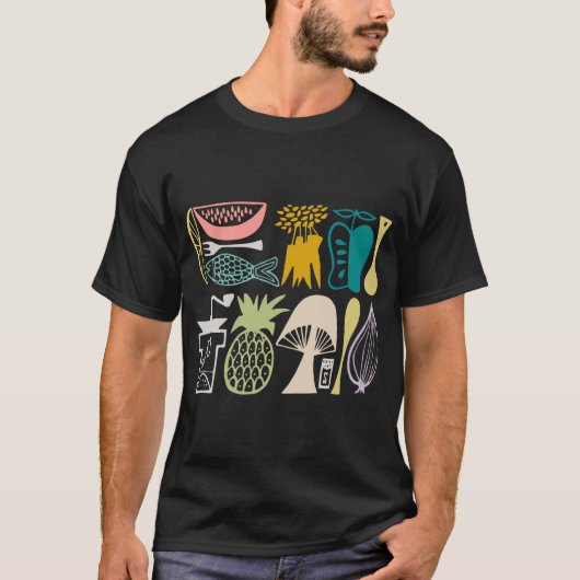  Pyrex Pattern - Mod Kitchen (kleuren van 1950) T-shirt (Voorkant)