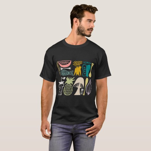  Pyrex Pattern - Mod Kitchen (kleuren van 1950) T-shirt (Voorkant volledig)