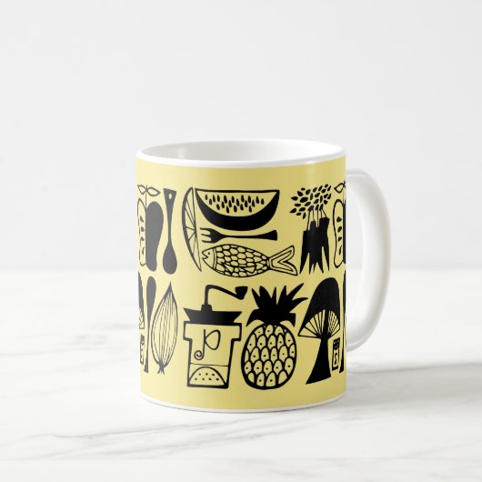  Pyrex Pattern - Mod Kitchen (zwart) Koffiemok (Voorkant rechts)