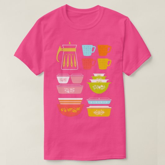 Pyrex Pretties -  glazen keukengerei T-shirt (Design voorkant)