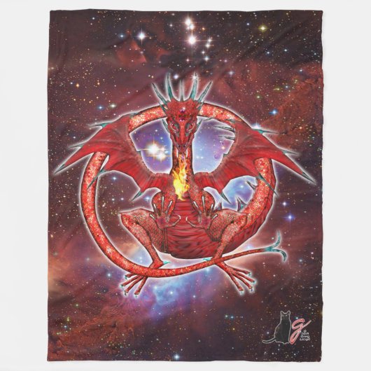 Pyrope Cosmic Dragon Fleece Blanket (Voorkant)
