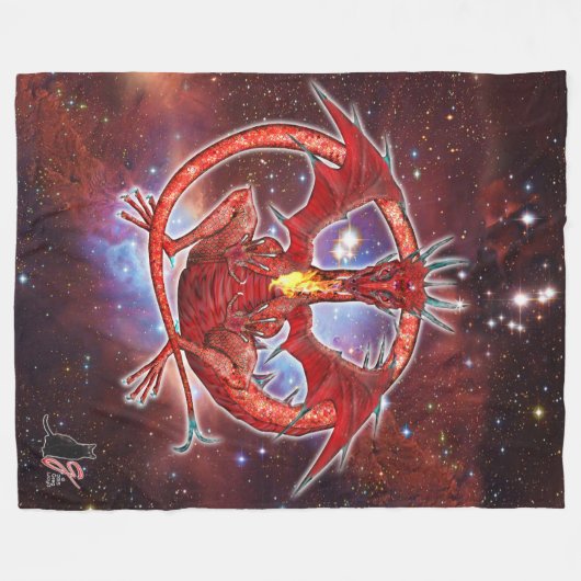 Pyrope Cosmic Dragon Fleece Blanket (Voorkant (Horizontaal))