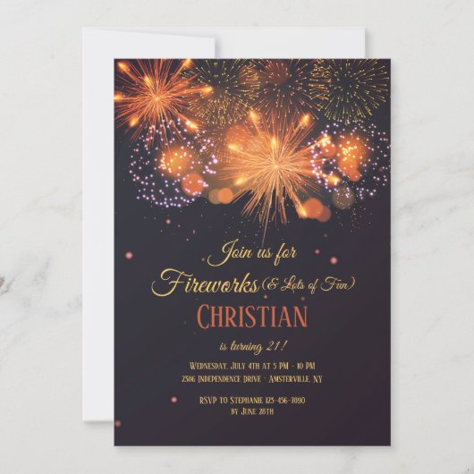 Pyrotechnie Invitation de fête d'anniversaire (Devant)