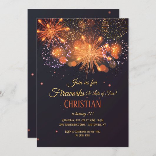 Pyrotechniek verjaardagsfeestje uitnodiging (Voorkant / Achterkant)