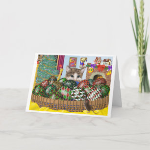 Pysanka-eieren Kerstkat en -muis kaart