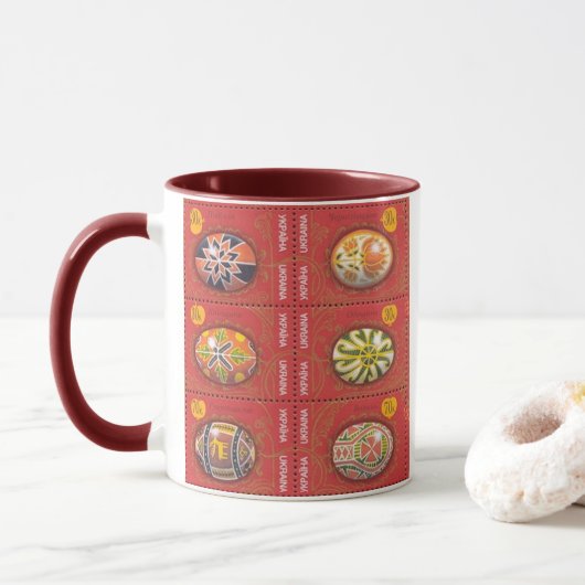 Pysanka Oekraïense paaseieren3 Mok met twee toonso (Met donut)