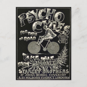 Pyscho-fietsen - reclame voor bike briefkaart