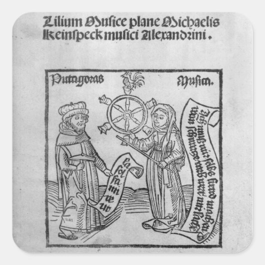 Pythagoras en Muziek Vierkante Sticker (Voorkant)