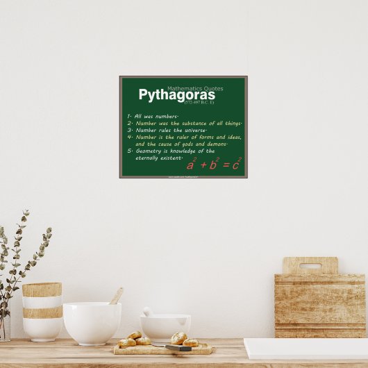 Pythagoras mathématiques citations Poster (Cuisine)