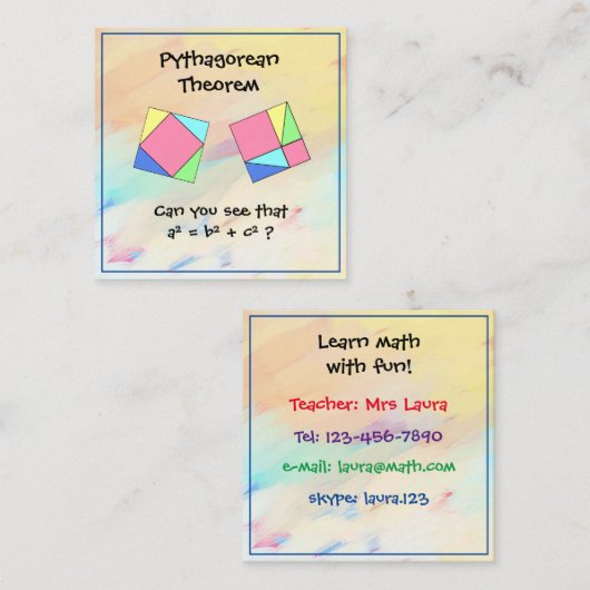 Pythagore Theorem Math Tutor Carte de visite (Devant / Derrière)