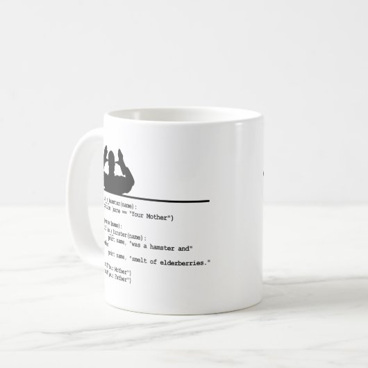 Python Code-Je moeder was een hamster Koffiemok (Voorkant links)