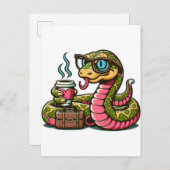 Python drink koffie aankondigingskaart (Voorkant / Achterkant)