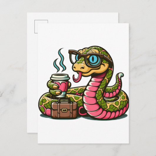 Python drink koffie aankondigingskaart (Voorkant / Achterkant)