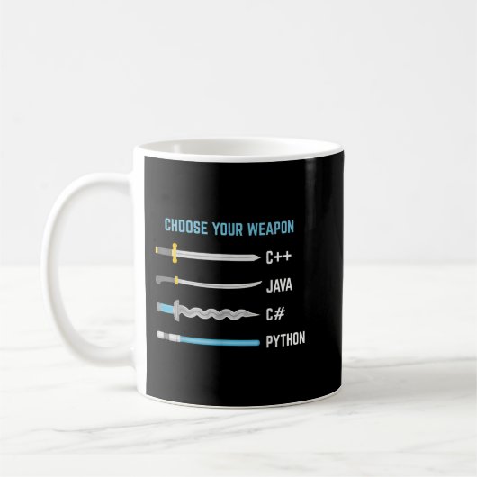 Python Kies uw wapen - Funny Computer Science Koffiemok (Links)