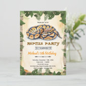 Python reptile birthday party invitation kaart (Staand voorkant)