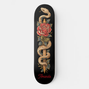 Python Snake met rode roos Skateboard