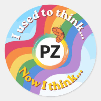 PZ Reading Rainbow Ik Dacht Eens/Nu Denk Ik Sticke Ronde Sticker