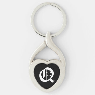 "Q" Black Heart Keychain
